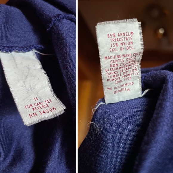 Vintage 70s Kayser Velour Velvet Indigo 1/2 Zip Up Robe House Coat Sz Small - Picture 4 of 7